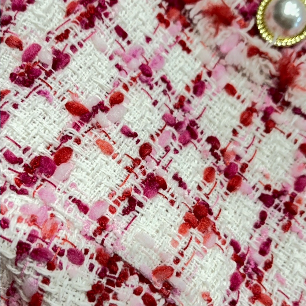 Nanette Lepore Pink and White Tweed Blazer Size 12 - Picture 4 of 5